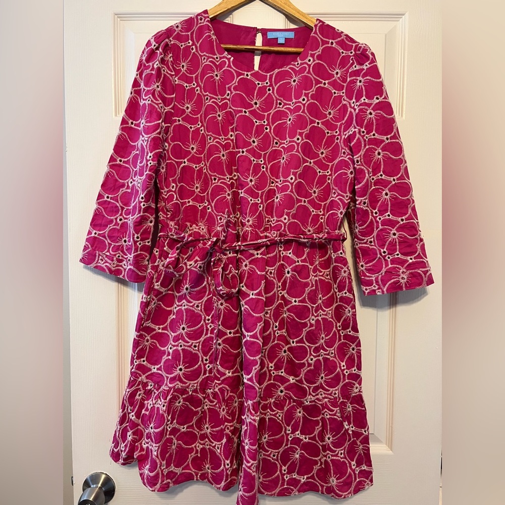 Draper James pink embroidered floral dress